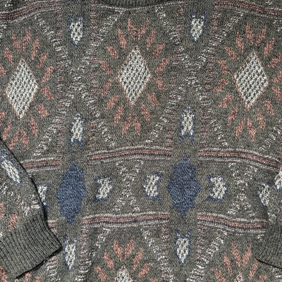 VTG Jantzen Sweater Mens XL Aztec Western Grandpa 90s Mohair Blend Chunky Knit - Picture 7 of 8